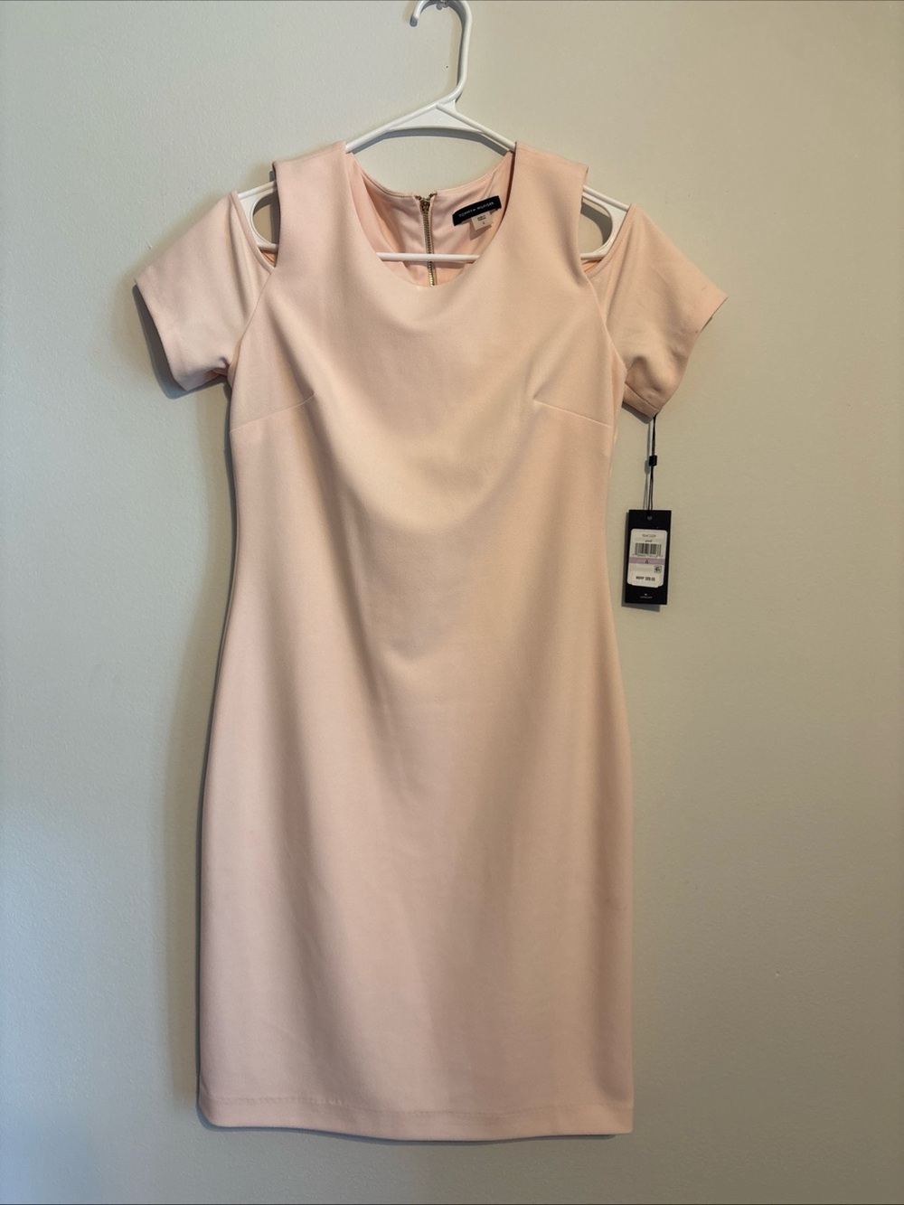 Tommy Hilfiger Blush Pink Cold-Shoulder Midi Sheath Dress